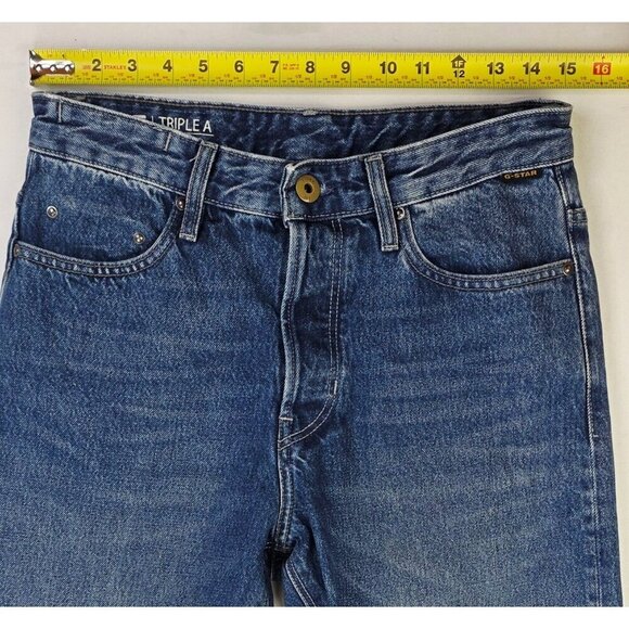 G Star Raw Size 30x34 Mens Triple A Regular Straight Button Fly Blue Denim Jeans - Picture 2 of 12